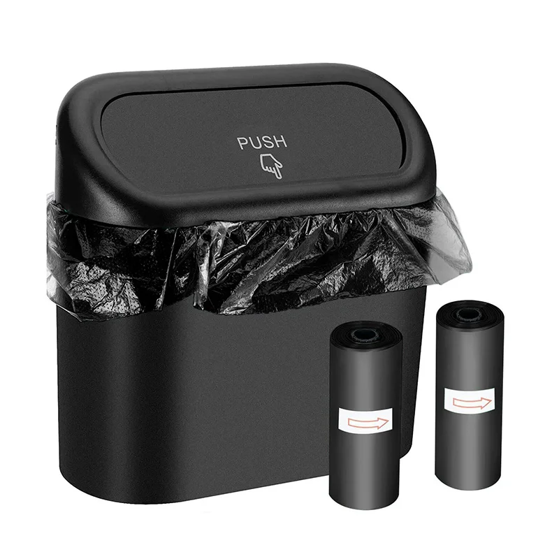 

Hanging Car Trash Can Vehicle Garbage Dust Case Storage Box ABS Square Pressing Trash Bin Auto Interior Accessories for Car