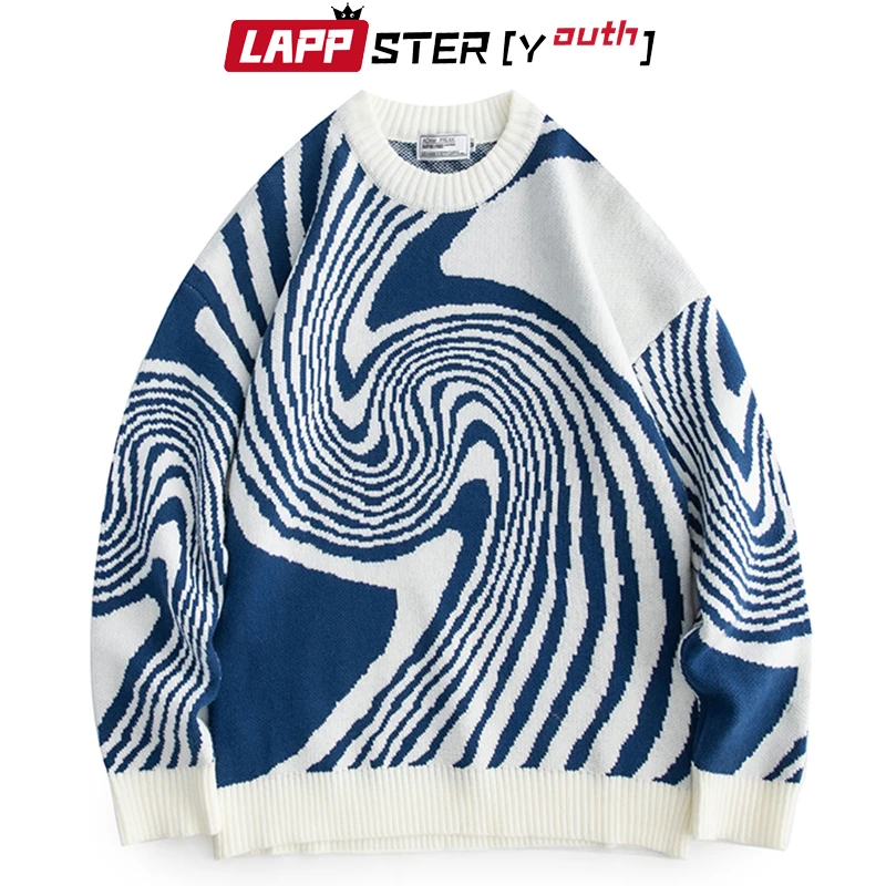 

LAPPSTER-Youth Men Harajuku Vintage Knitted Sweater 2022 Mens Korean Fashion Pullovers Man Japanese Streetwear Designer Sweaters
