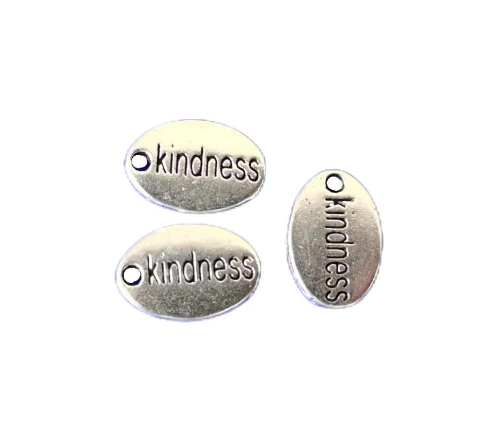 

150PCS Antiqued silver Kindness Love Patience Word Drops Tag Beads A13447