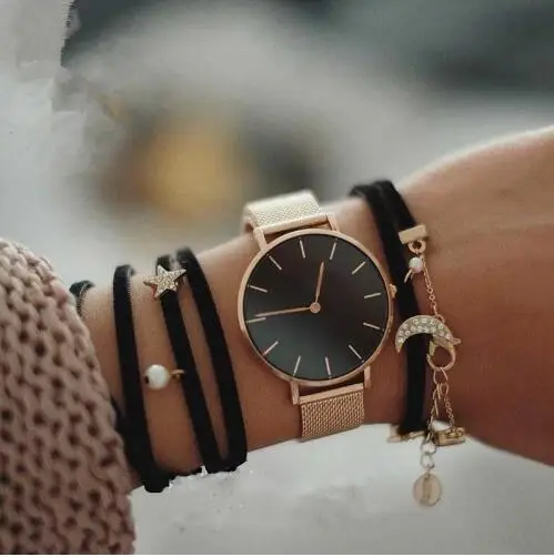 

Fashion Big Brand Women Stainless Steel Strap Quartz Wrist Watch Luxury Simple Style Designed Watches Women's Clock bayan kol sa