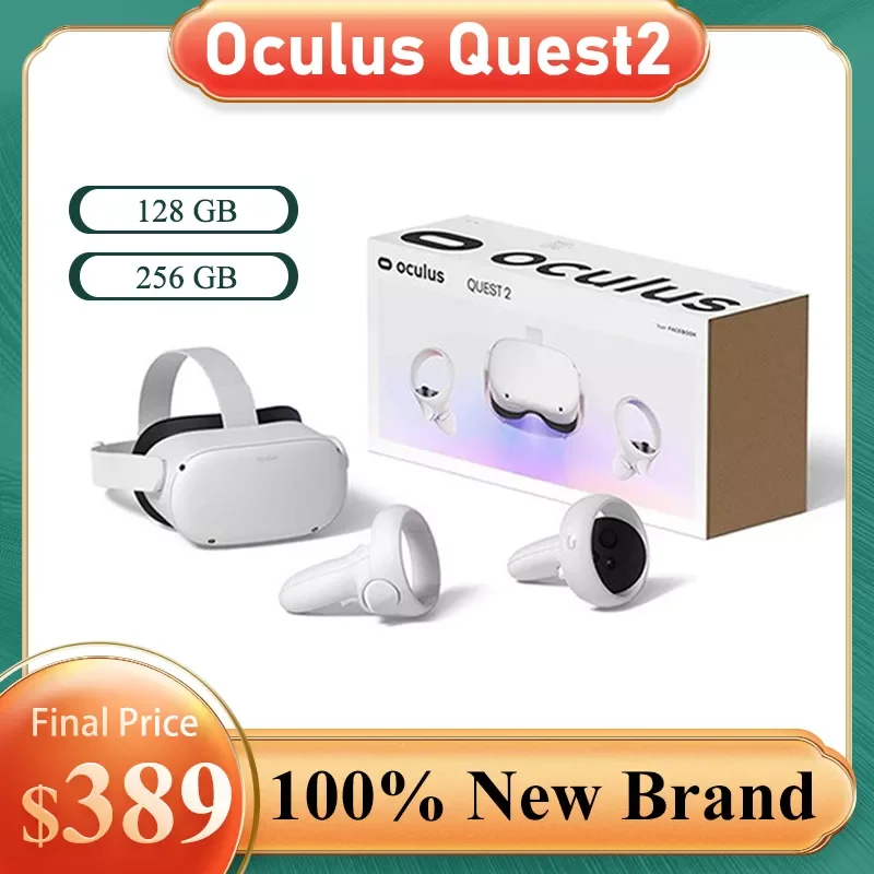 

NEW2023 100% Meta/Oculus Quest 2 VR Glasses Advanced All-In-One Virtual Reality VR Headset Game Consol-128GB / 256GB