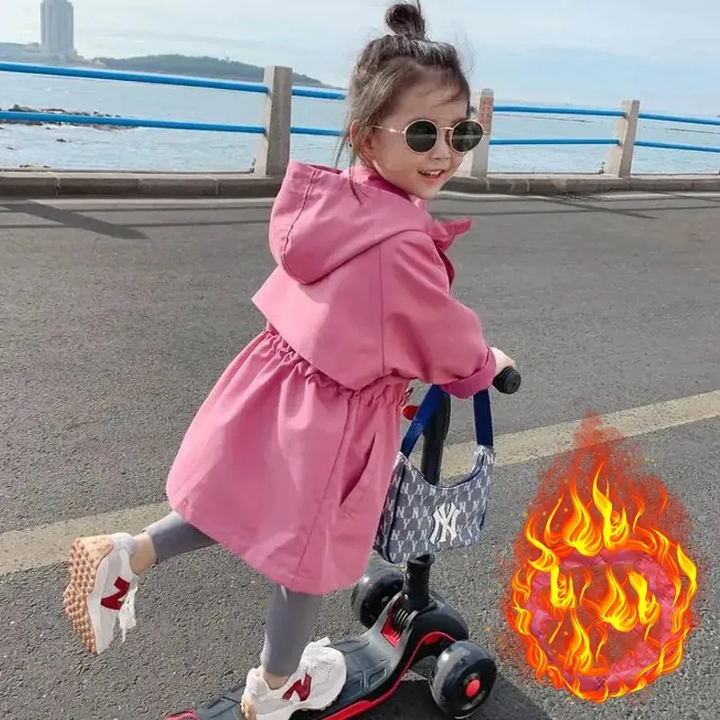 

Kids Girls Jackets Spring and Autumn New Children's Jackets Baby Long Coat Children's Mid-length Windbreaker Jacket