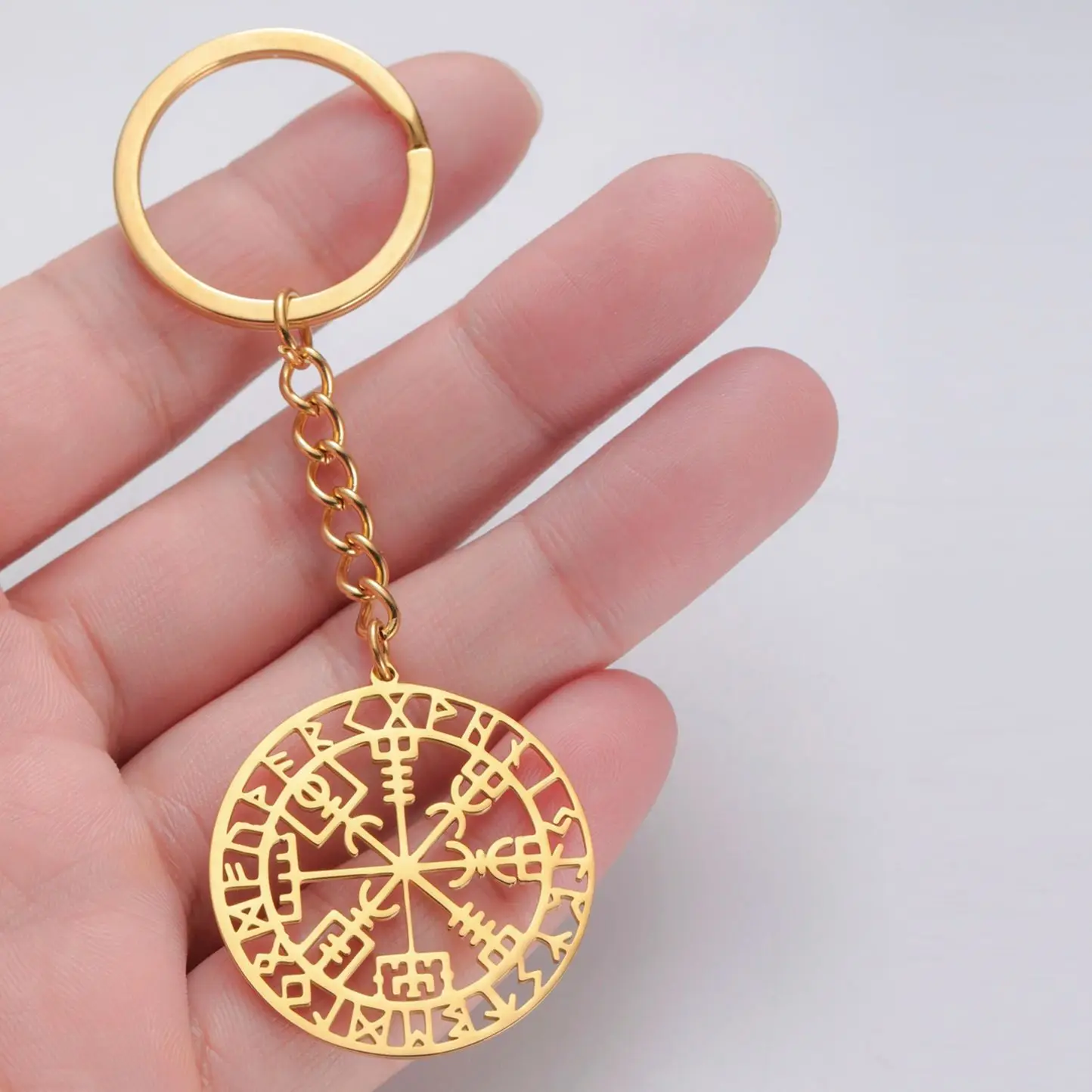 LIKGREAT Vegvisir символ брелок викингов из нержавеющей стали скандинавские руны компас