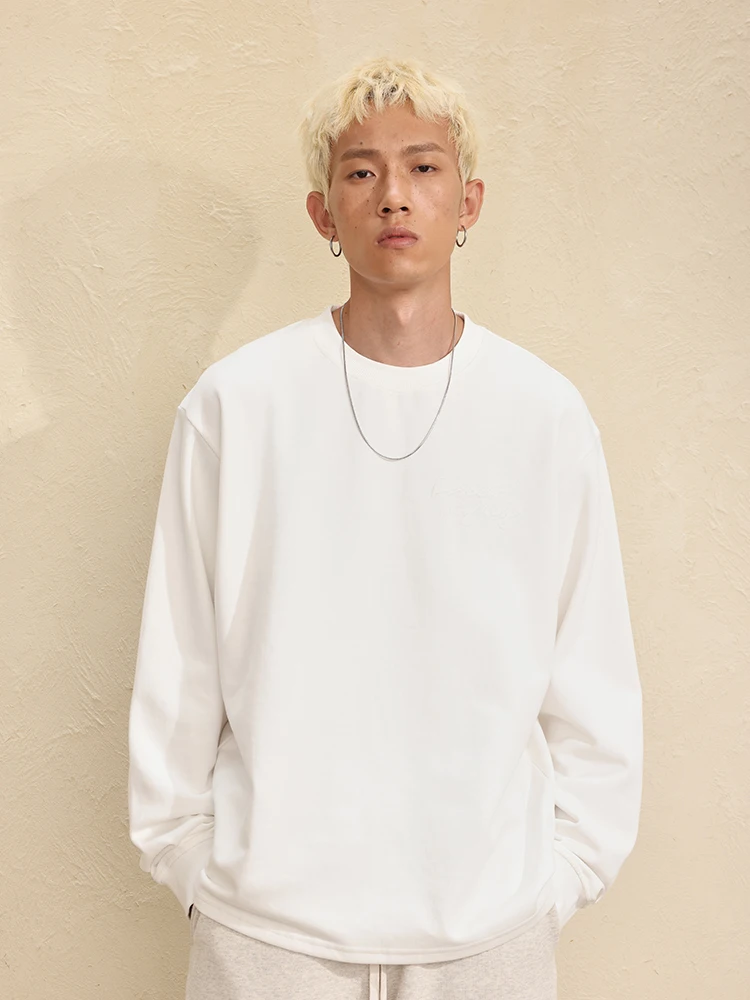 Respect My Way Long sleeves Shirt Men's Fashion Brand Spring and Autumn Loose Bottoming round Neck Pullover Top