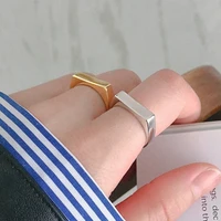 adjustable copper alloy rings for women ins minimalist geometric rectangle glossy open womens ring jewelry wholesale