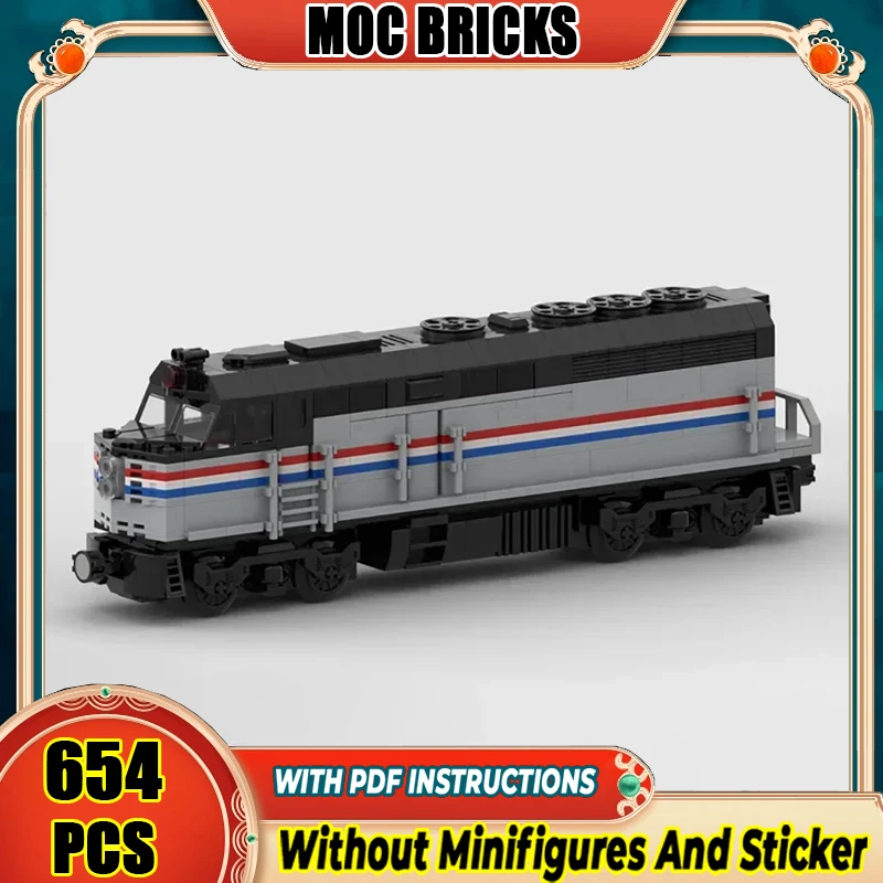 Фото Серия железнодорожных поездов Moc, строительные кирпичи, EMD F40PH, модель поезда, технология строительства, модульный блок, игрушка «сделай сам», праздничные подарки №1
