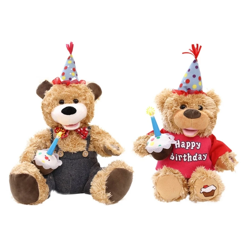 

Musical Plush Bear Cute Stuffed Animal with Cupcake & Candle 13inch Height