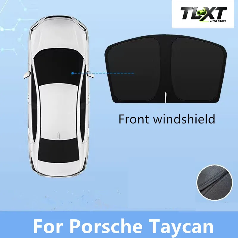 Фото Складная солнцезащитная сетка на лобовое стекло, крышу и люк для Porsche Taycan №3