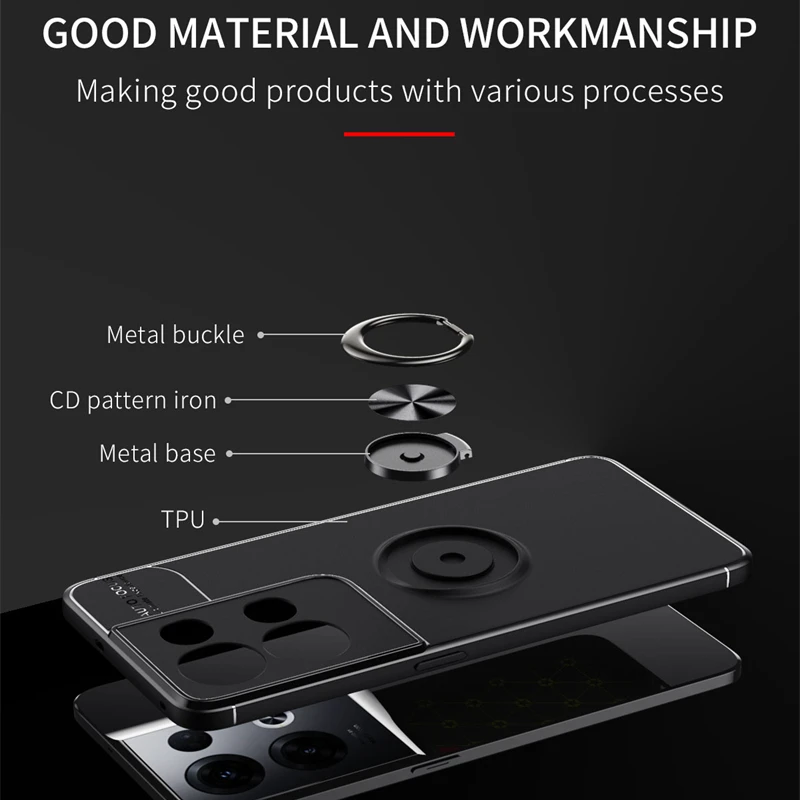 For Reno 8 Pro Case Cover For OPPO Reno 8 Pro Plus Lite Capas Bumper TPU Soft Ring Magnetic Holder For Cover Reno 8 Pro Fundas