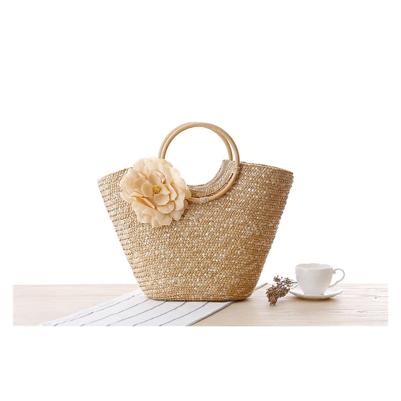 

2022 Straw Woven Beach Bags Women Totes Bag Handmade Knitting Large Straw Ladies Handbags Summer Bags Flowers Torebka Wiklinowa