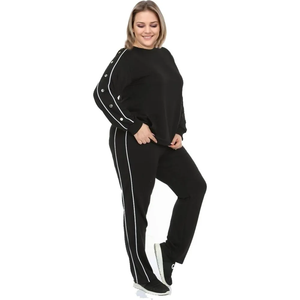 

Спортивный костюм Dorlie большого размера черного цвета с рукавом и пуговицами