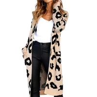 women cardigan long sleeve knitted sweater 2022 spring autumn plus size leopard print cardigans ladies thick clothes for outdoor