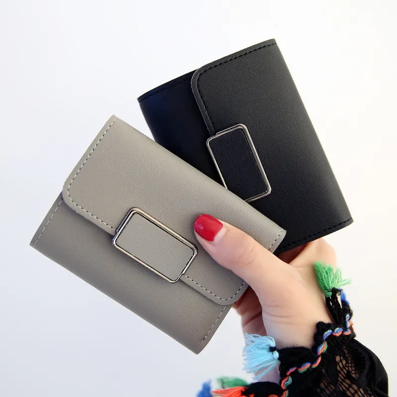 Small Wallet Women Casual Solid Wallet Fashion Female Short Mini All-match Korean Students Small Wallet Simple Money Bag