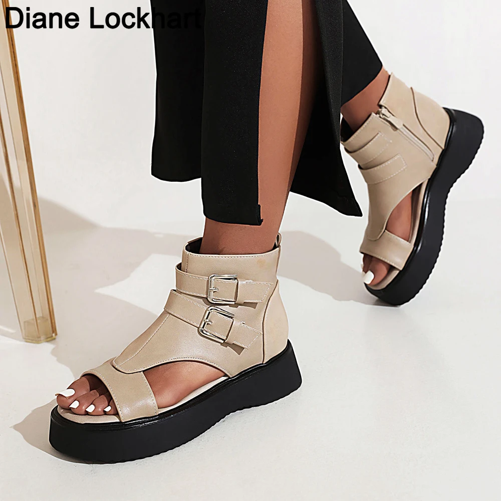 

Rome Shoes Women's Summer Casual Fashion High-top Increased Slope Heel Sandals Female Thick Bottom Fish Mouth Sandalias Mujer