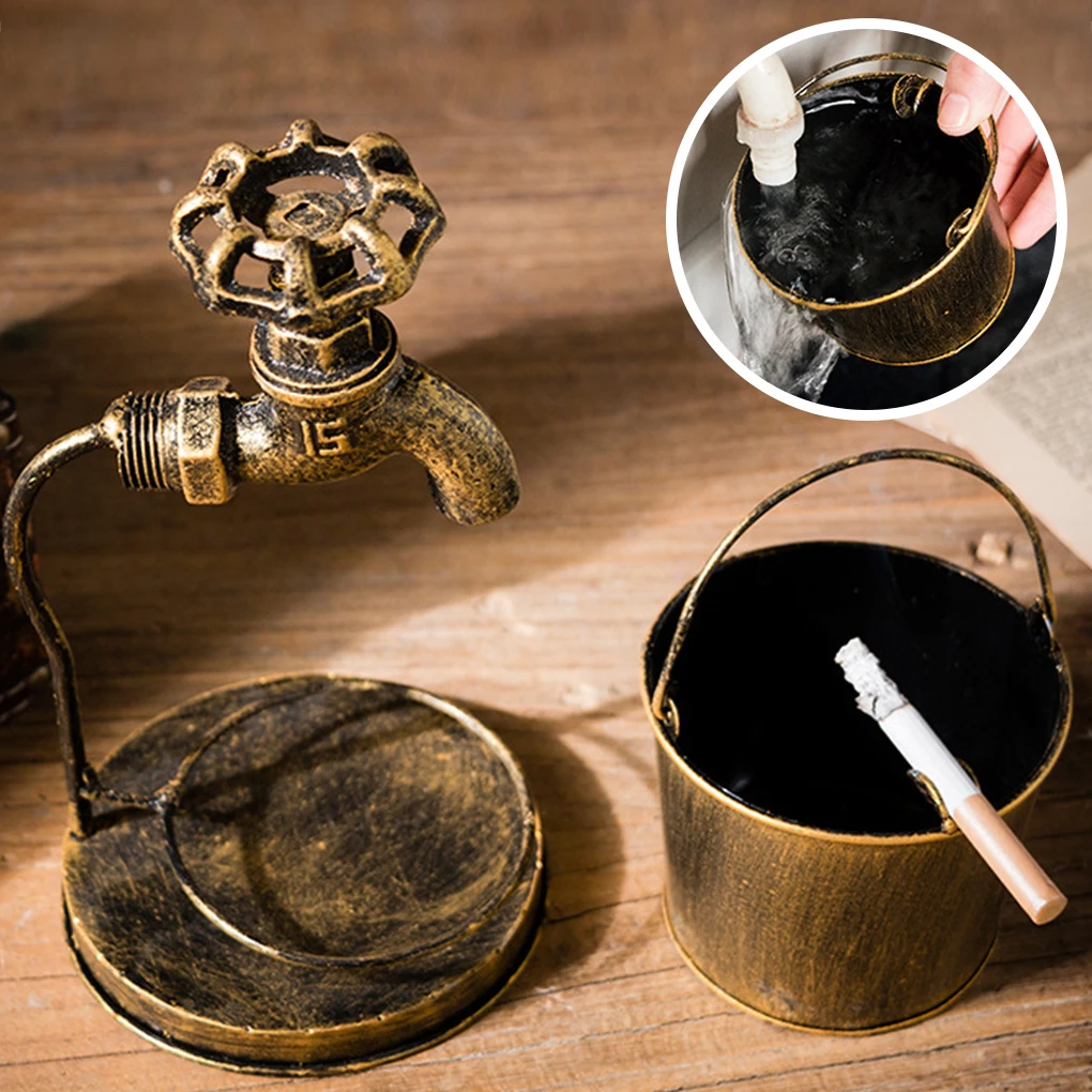 

Bar Ash Tray Home Iron Ashtray Retro Vintage Tabletop Metal Indoor Outdoor Use Men Women Birthday Gift