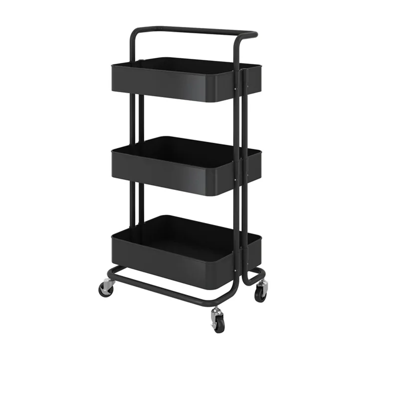 

3-layer Storage Organizer Rack ABS Rolling Utility Cart With Roller Wheels Makeup Organizer Movable Kitchen Bathroom Shelf