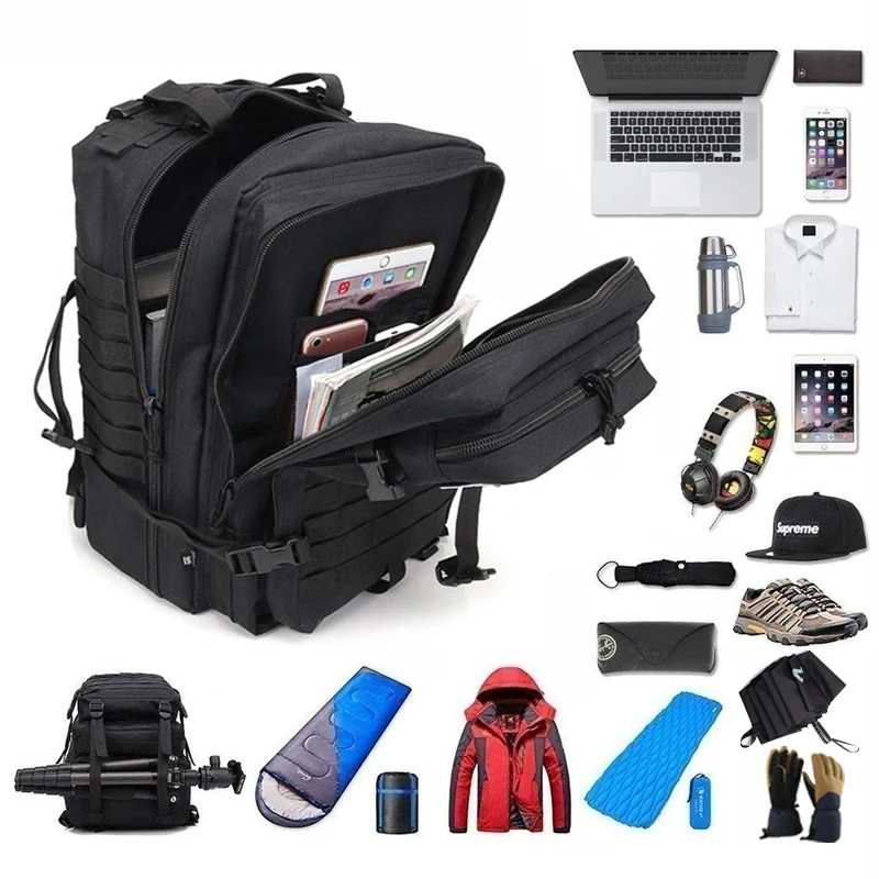 50L 1050D Nylon Military Tactical Backpack Travel Waterproof Fishing Bag Man Trekking Camping Rucksack Sports Men's Backpacks