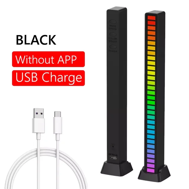 

Activated Pickup Rhythm Strip Light 32 LED USB/Rechargeable Battery APP Control Music Atmosphere Ambient Lamp for Computer