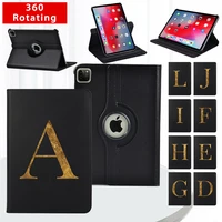 360 degrees rotating cover for apple ipad pro 9 7pro 10 5pro 11 2018 2020 anti dust 26 letters pattern leather tablet case