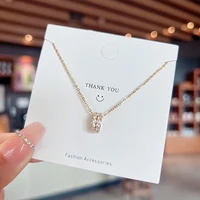 stainless steel double drill pendant necklace for women fashion luxury zirconia choker necklaces female jewelry gifts