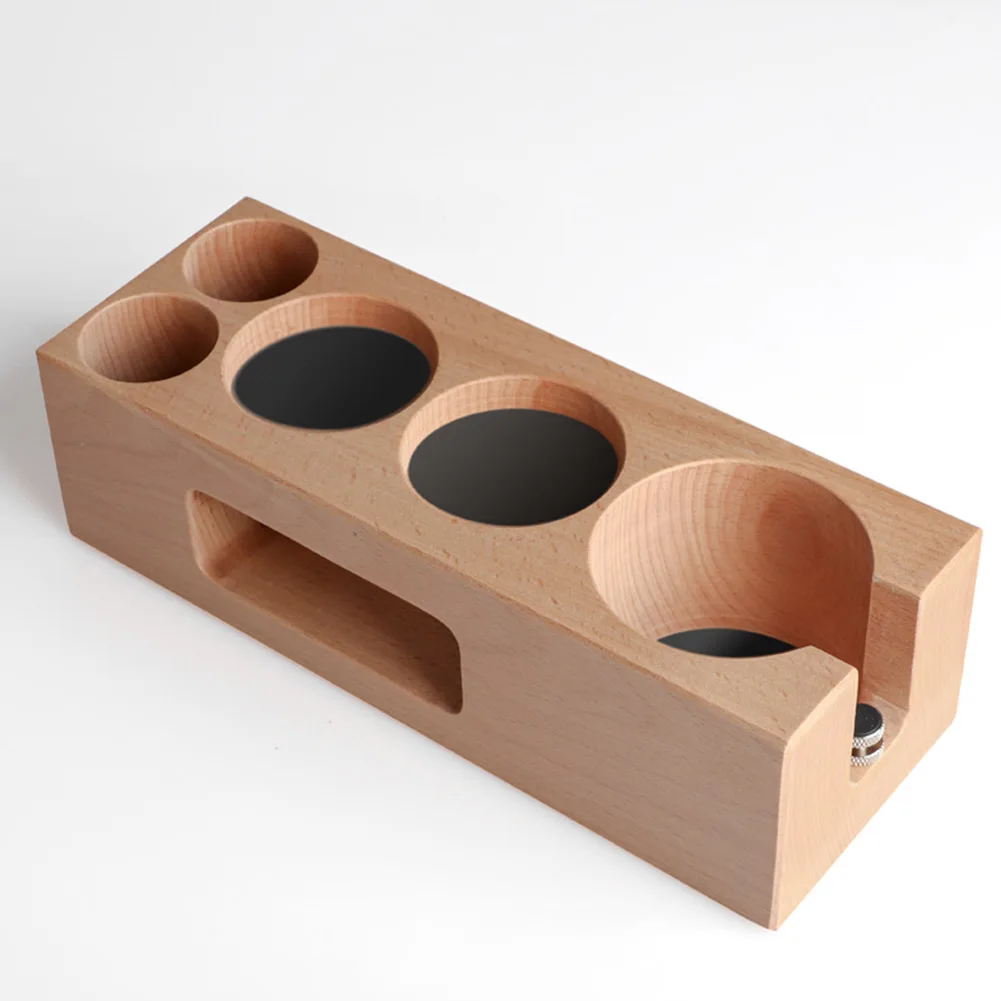 

Vintage Coffee Distributor & Tamper Station Portafilter Stand Espresso Tamping Mat Non-Slip Solid Wood Base 51-58mm