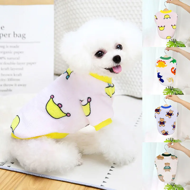 

Pet Two-leg Fleece Coat Double-sided Flannel Cartoon Pet Clothes For Small Dogs Cats Soft Fleece Cat Dog Coat Puppy Clothing