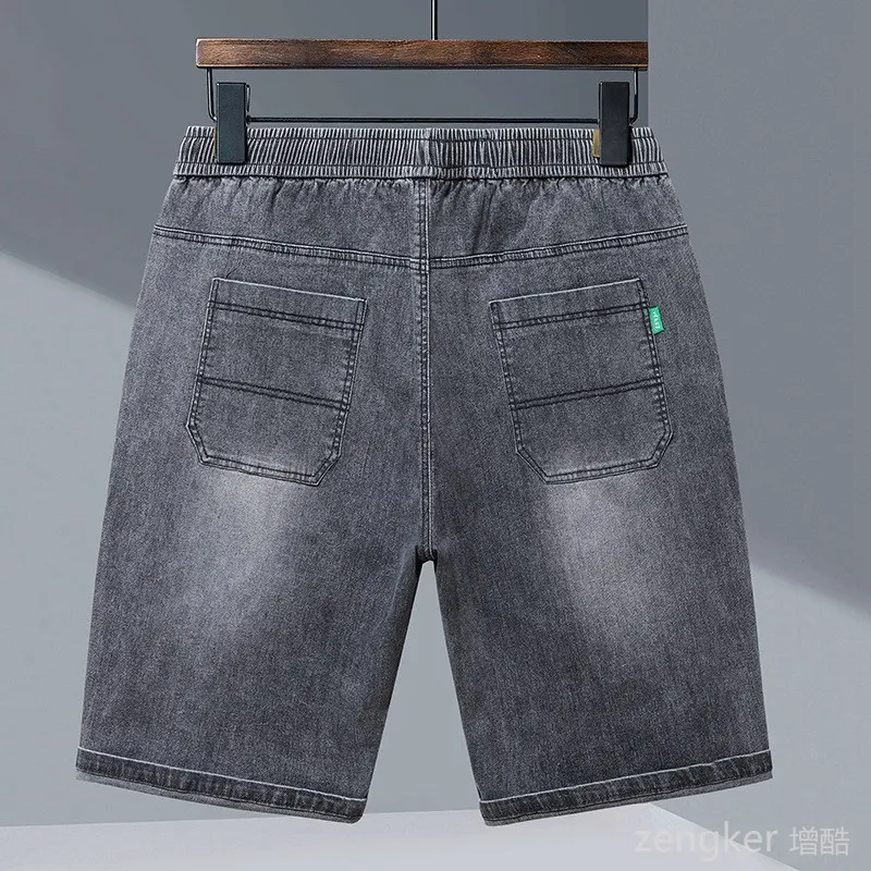 Шорты мужские джинсовые с эластичным поясом модные брендовые брюки для полных