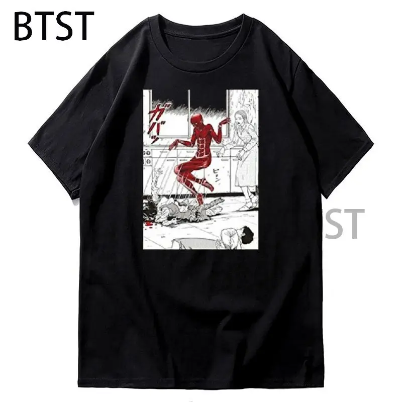 

Смешная футболка Junji Ito с выскальзывающим из кожи, в стиле Харадзюку, уличная одежда для женщин и мужчин, мультяшное аниме, женская одежда 2022