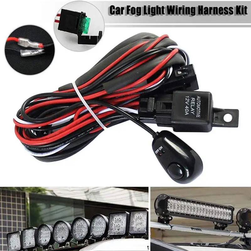 

Wiring Harness For Led Work Light 1-to-2 Strip Light Wire Wiring Harness Switch Relay Kit High-power Car Modification Accessorie