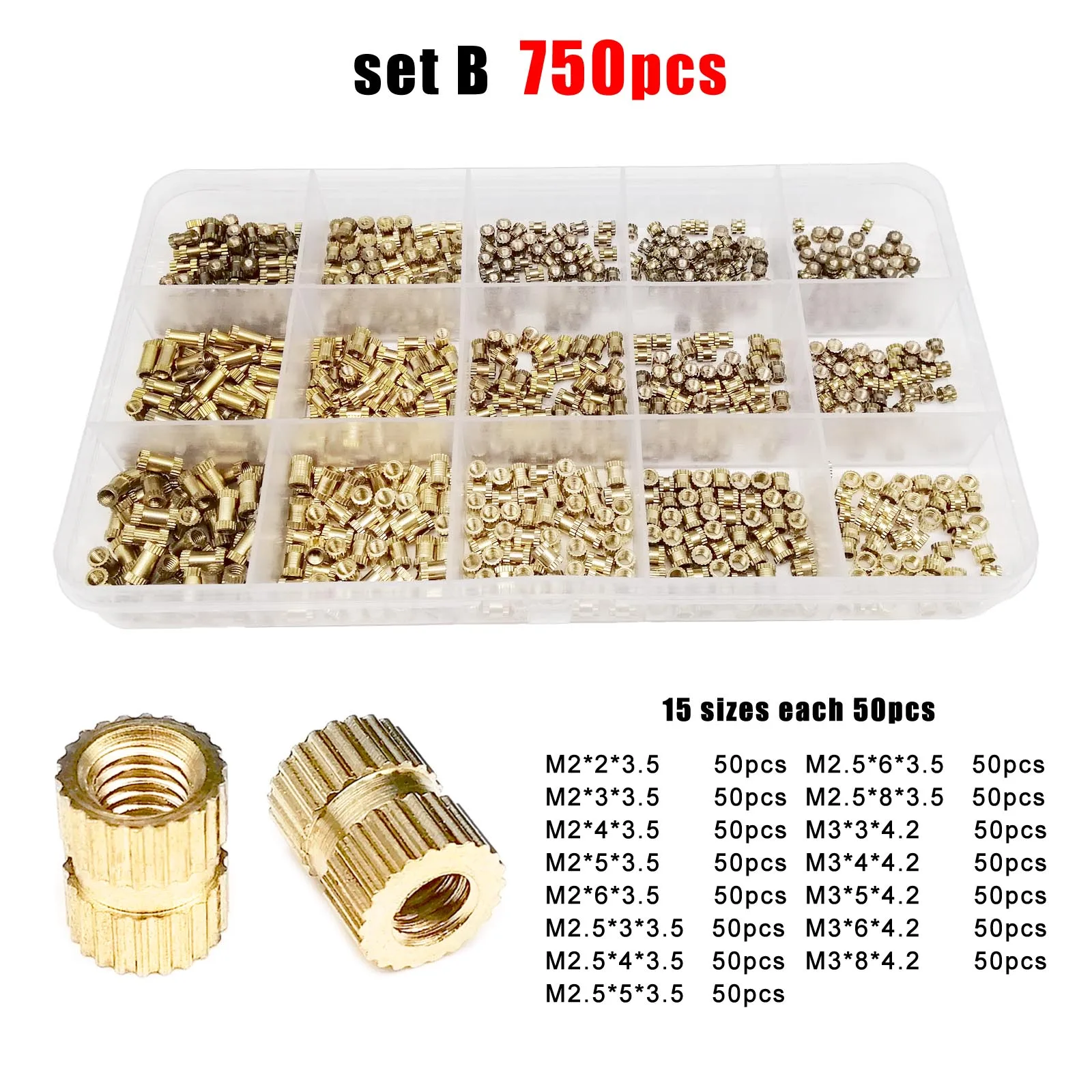 Медные гайки M2 M2.5 M3 M4 500/750/1400 шт