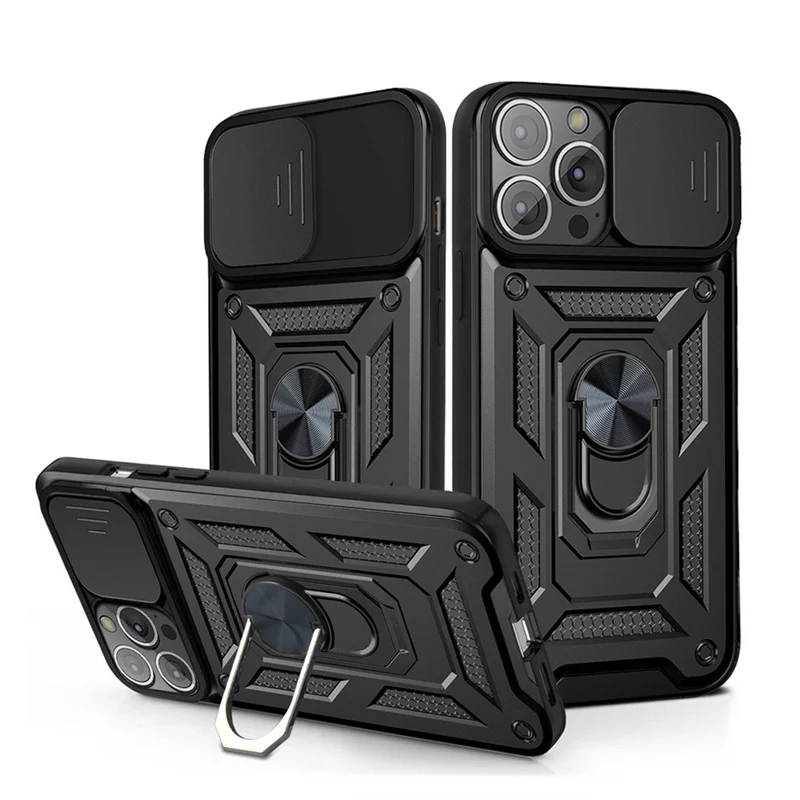 

Бронированный чехол для телефона iPhone 13, 12, 11 Pro, X, XR, XS Max, 6, 7, 8 Plus, модная защита объектива камеры, металлическое кольцо, подставка, противоудар...