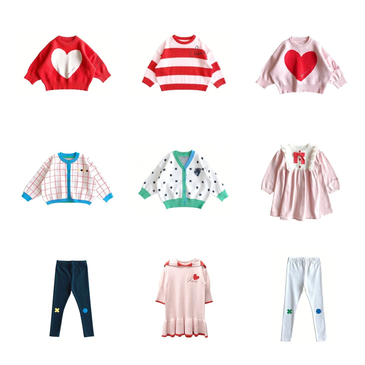 Suéter de punto para niños, cárdigan de estilo dulce para niño, Vestido de punto, Leggings, conjunto de pantalones vaqueros para niño, otoño e invierno, 2022