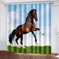 3d horse curtains galloping horses kids window curtains for bedroom living room boys girls wild animal pattern window cortinas