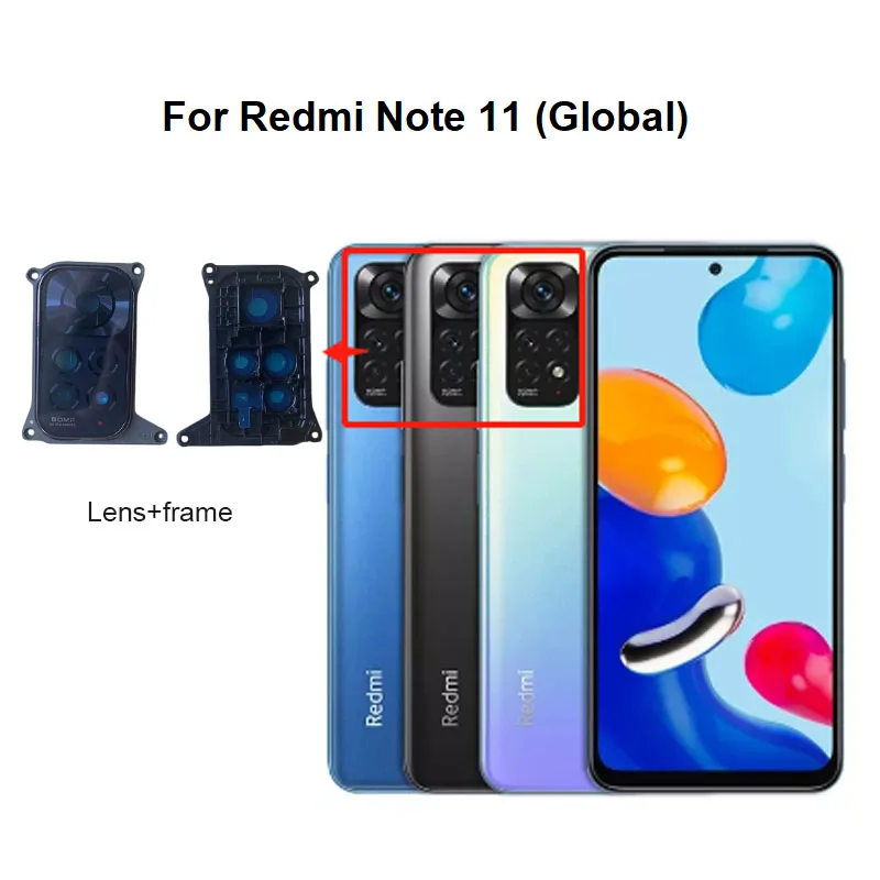 New For Xiaomi Redmi Note 11 Back Camera Lens Rear Glass With Frame Cover 4G Global 2201117TG 2201117TI 2201117TY 2201117TL