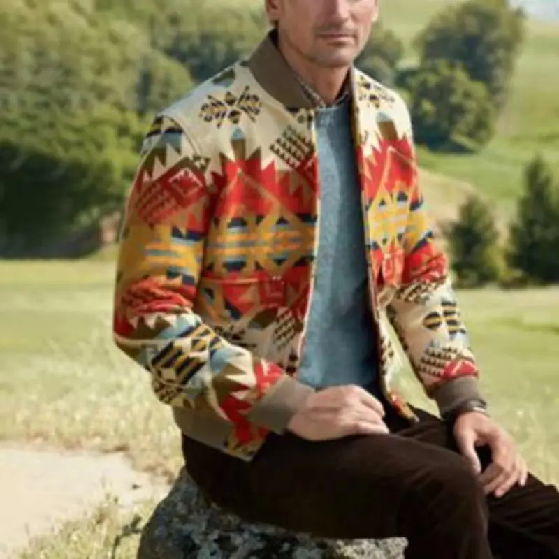 

Autumn European And American Print Bomber Jacket Men's Jacket Trendy Men's All-match Casual Men's Clothing men jacket