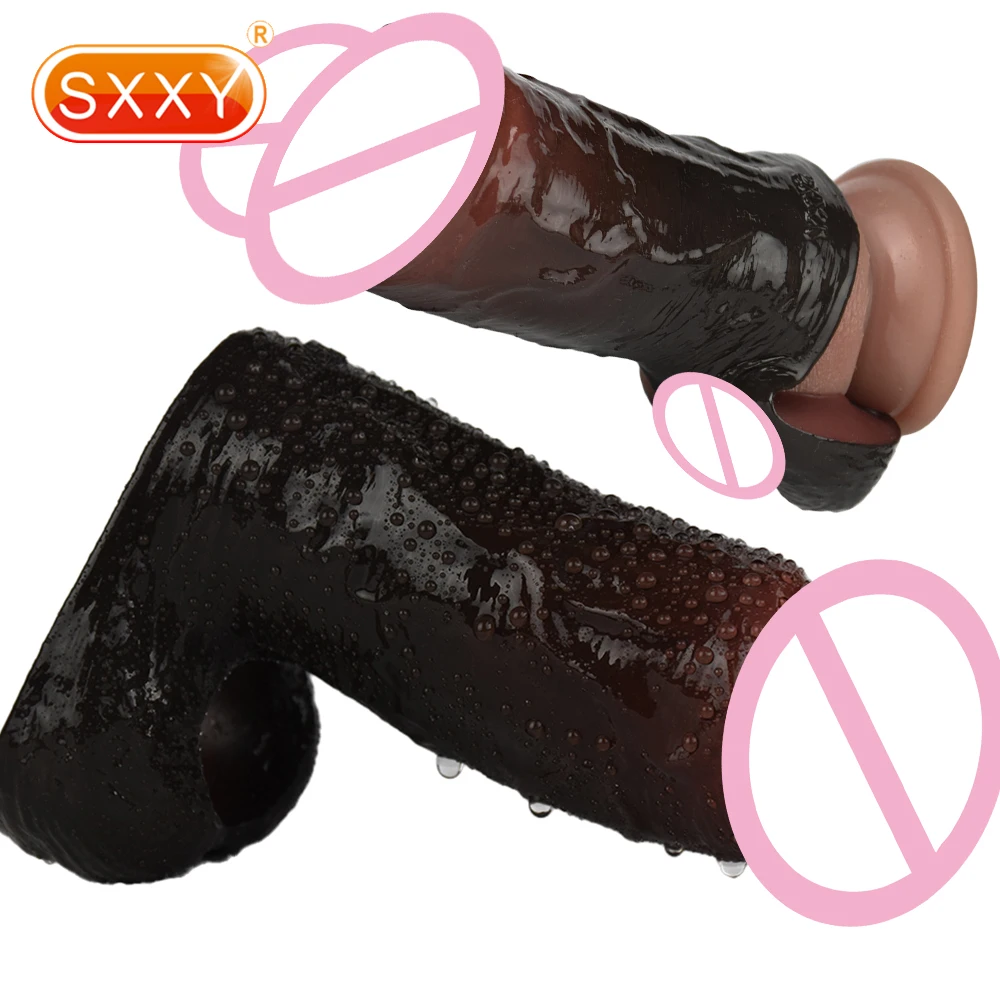 SXXY открытый удлинитель пениса кольца для задержки эякуляции рукав силиконовые