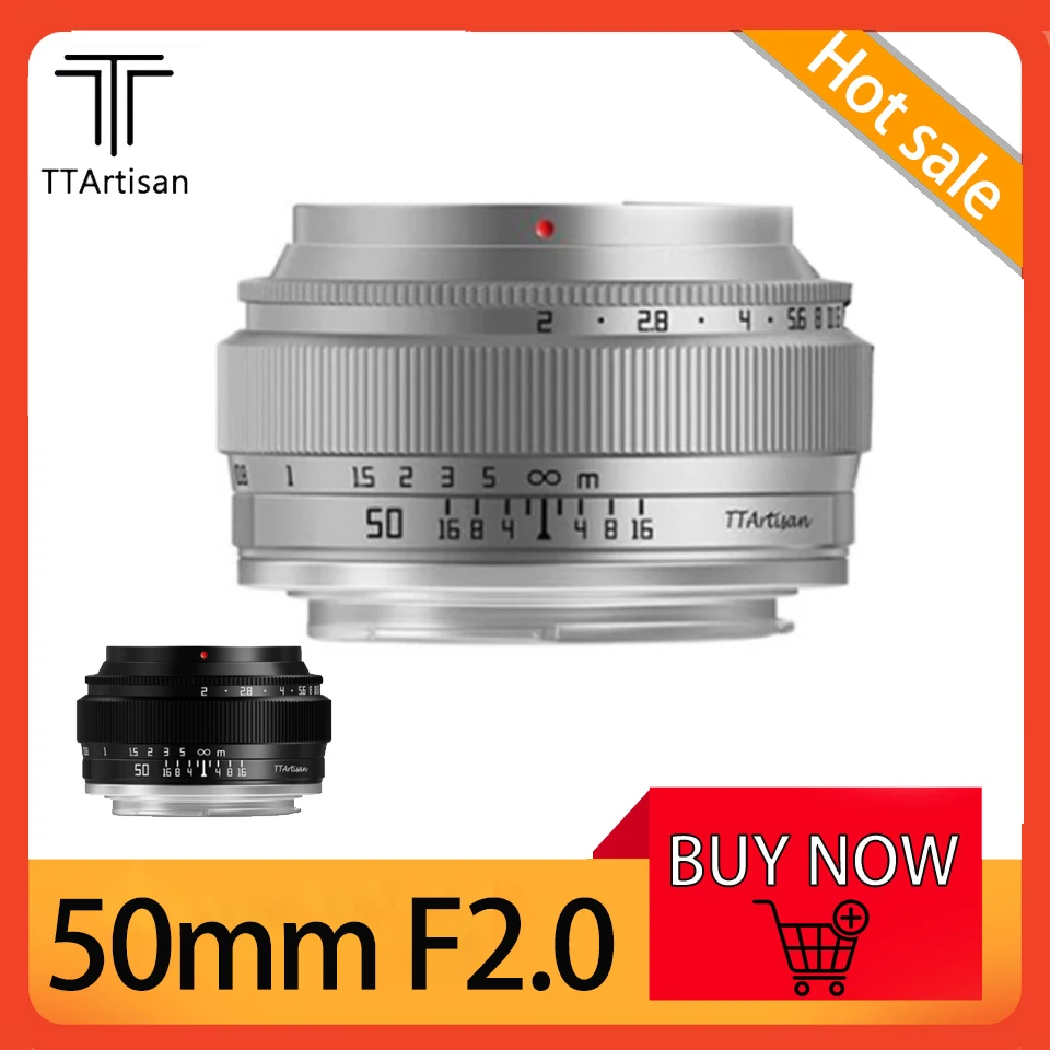 TTArtisan 50mm F2 Full Frame Mirrorless Camera Lens MF Large Aperture Standard Focal Length for E/X/M43/EOS-M/RF/Z/L Mount