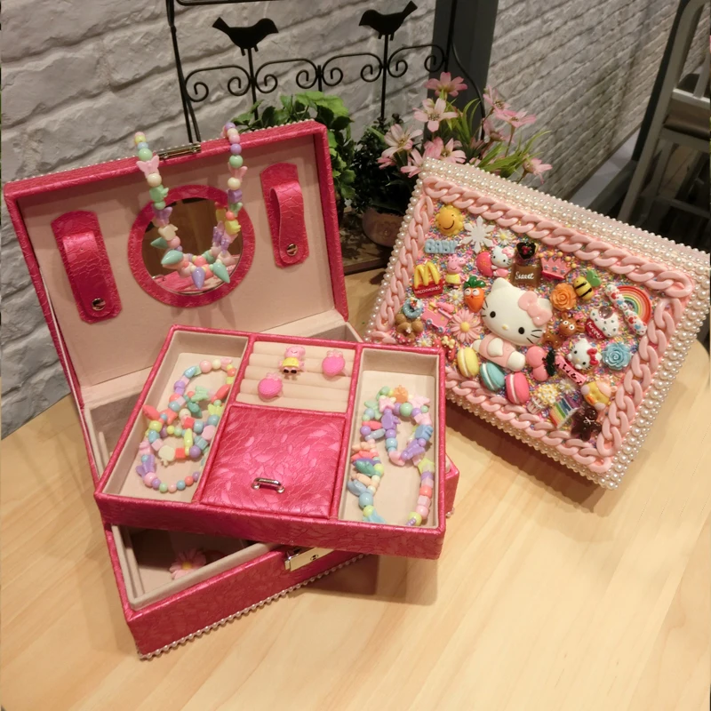 

Шкатулка для ювелирных изделий Hello Kitty для детей и девочек, Высококачественная Изысканная шкатулка для хранения ювелирных изделий, шкатулка...