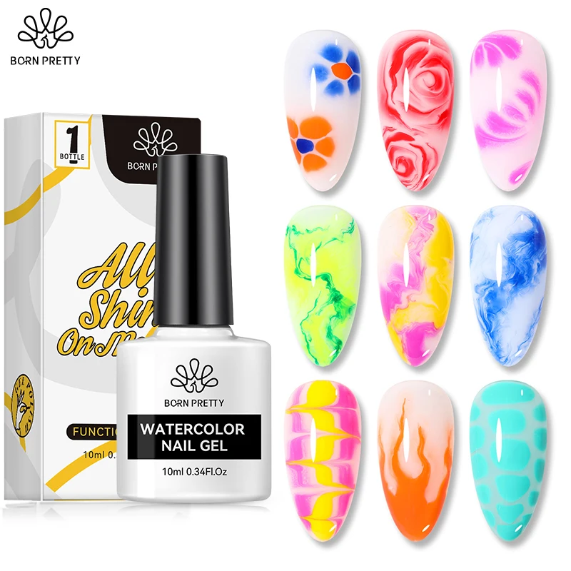 BORN PRETTY 10 мл акварельный гель для ногтей прозрачный Градиент Цветочный эффект Полупостоянный замочить от УФ-светодиодный Гель-лак для ногтей