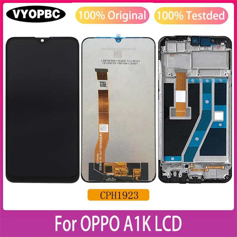 Оригинальный ЖК-дисплей, сенсорный экран с рамкой 6,1 дюйма для OPPO A1K, дигитайзер в сборе, запасные части CPH1923