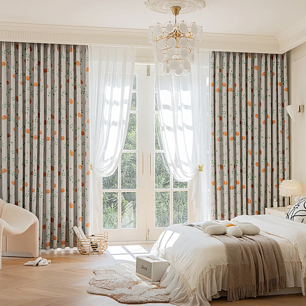 Романтические весенние шторы LEEJOOM с зелеными листьями и цветочным принтом на