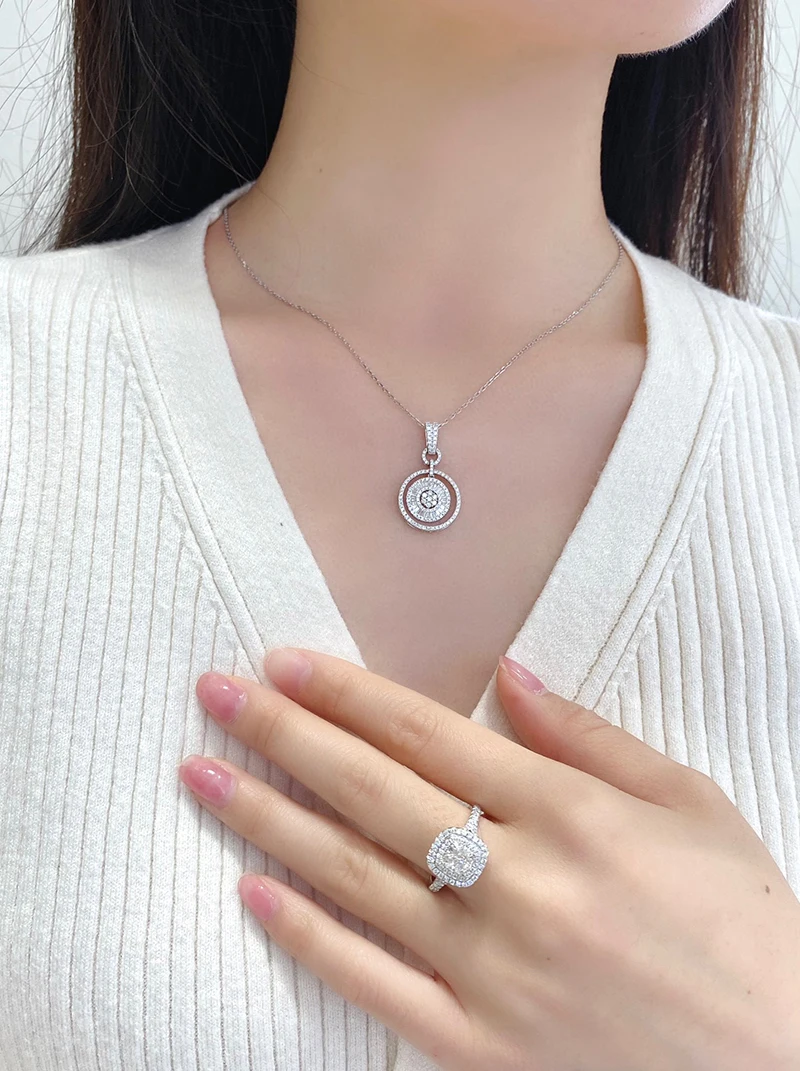 LUOWEND 18K ожерелье из белого золота роскошный блестящий дизайн 0 70 карат натуральный