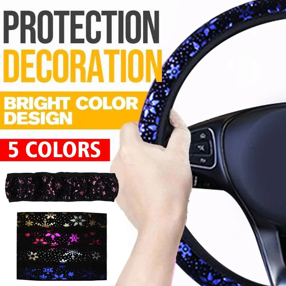 

37-38cm Black Leather Car Steering Wheel Cover Breathable Car-Accessories Embossing Wheel Leather Steering- Cover Auto Anti J8T0