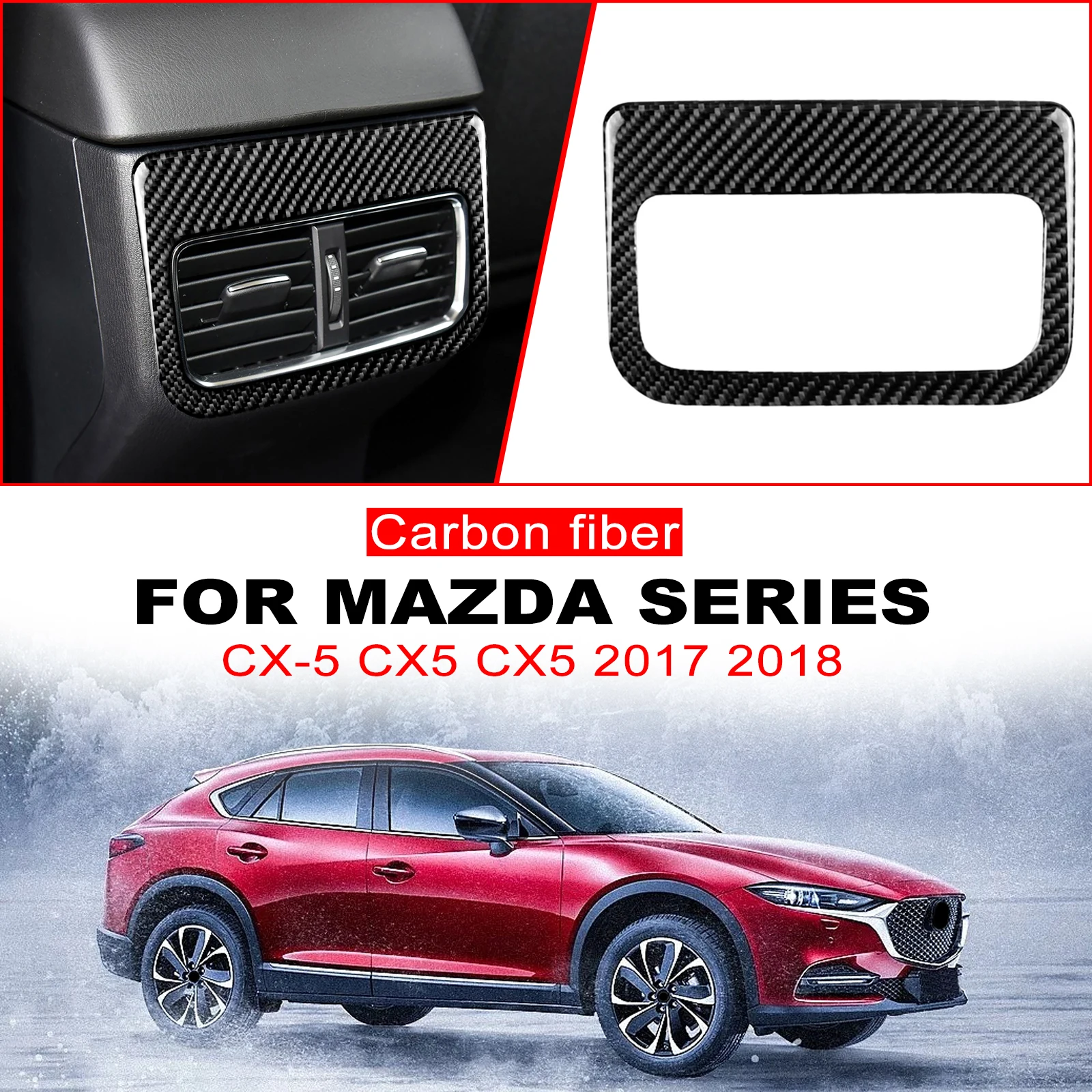 

Подлокотник для стайлинга автомобиля, задняя крышка для вентиляционного отверстия кондиционера, защитная отделка из углеродного волокна для Mazda CX-5 CX5 CX 5 2017 2018