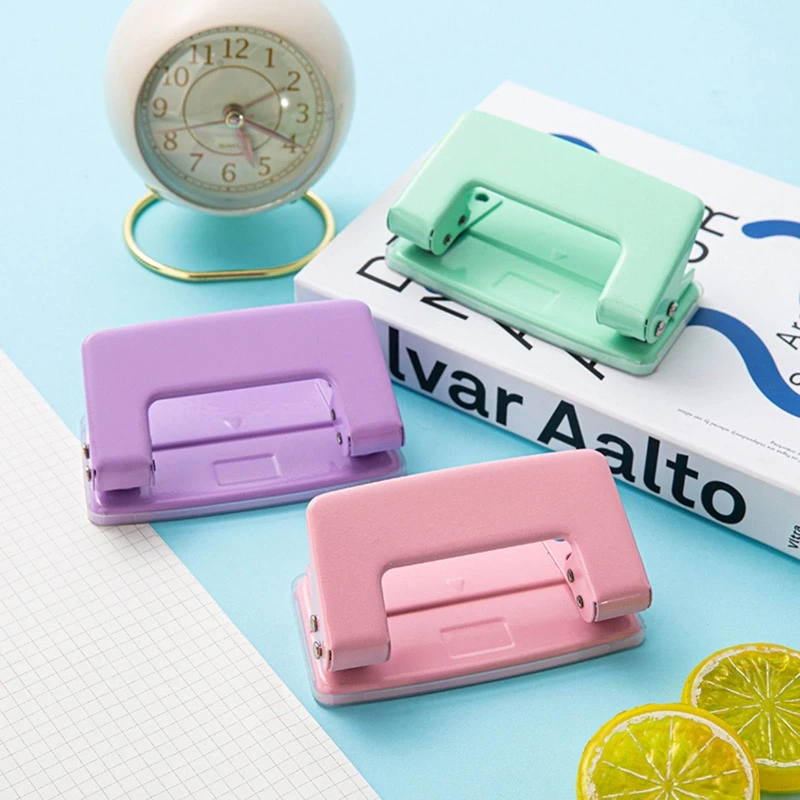 

Portable Hole Puncher Clear Confetti Case EDC Small 2-Hole Punch Effortless Punching for Binding Card-stock Paper File Album