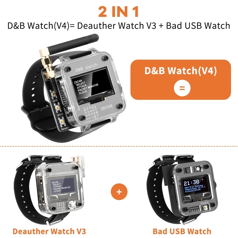 Wifi Deauther & Bad USB Watch V4 ESP8266 Atmega32u4 программируемая макетная плата тестовый