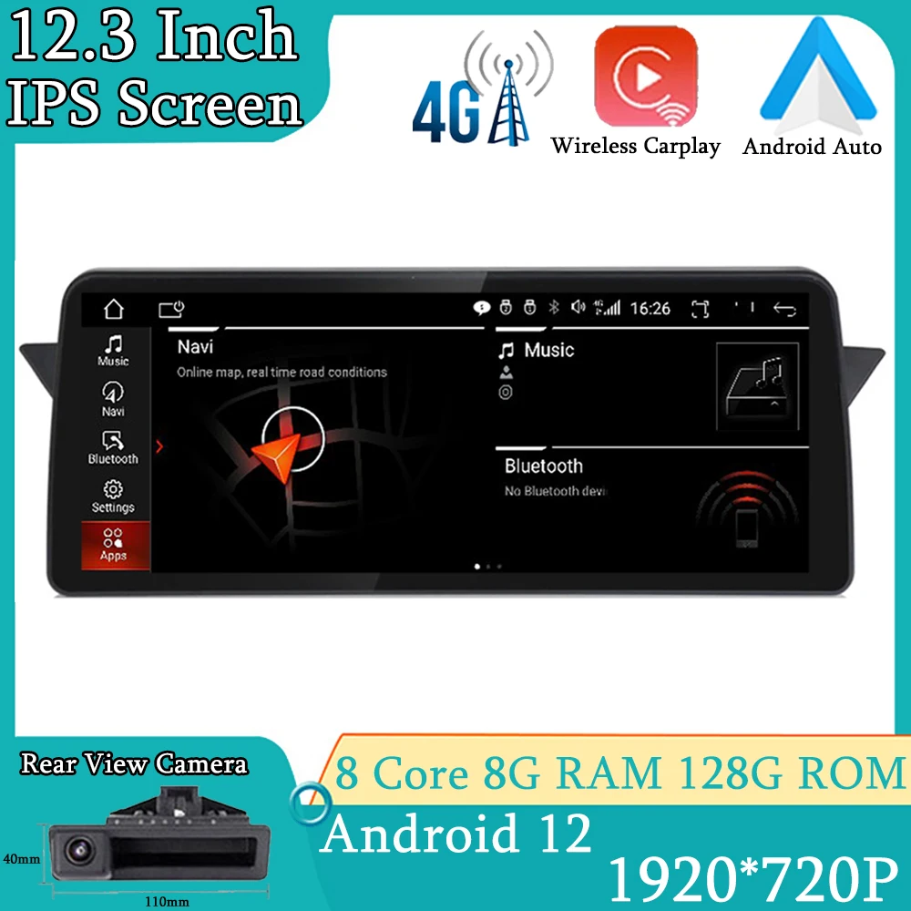 Автомобильный мультимедийный видеопроигрыватель на Android 12, IPS экран для BMW X1 E84, система CCC CIC, GPS, радио, навигация, стерео