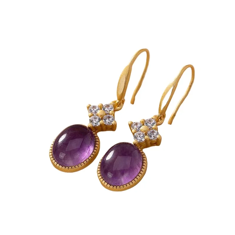 Серьги methyst в китайском стиле ретро дворец уникальные старинные золотые