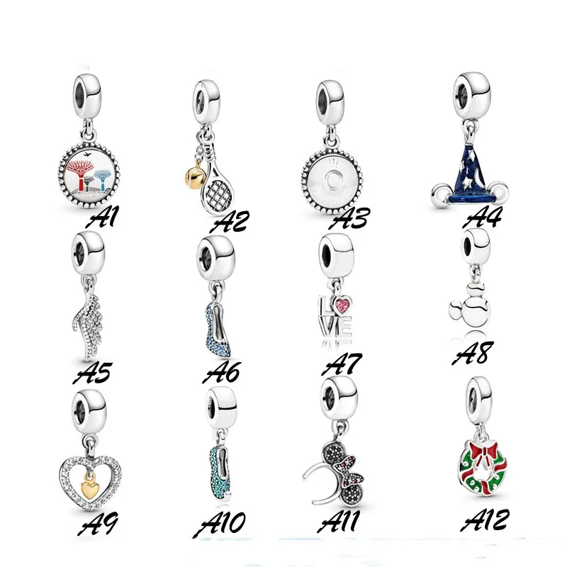 

2023 New Exquisite Magic Hat Tennis Racquet Full of Diamond Glass Slipper Necklace Pendant 925 Silver Women Jewelry Gift