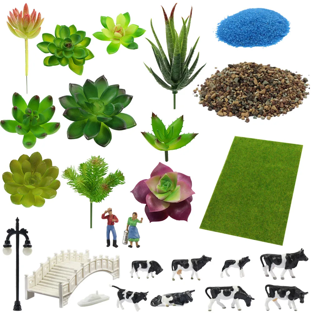 

Evemodel Artificial Succulents Plants Model Cows Garden Landscape DIY Bonsai Pot Desktop Ornament DIY Decoration Kit